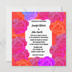 QR Code Pink Orange Purple Floral Roses Wedding
