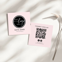 QR Code Pink White Custom Logo Connect with Us