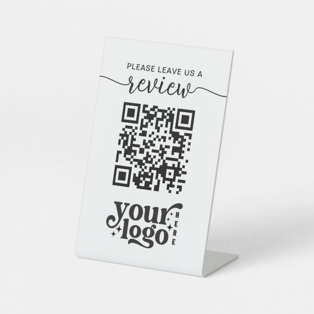 QR Code Please Leave a  Review Pedestal Sign (Front)