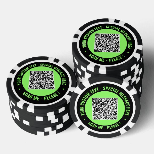 QR Code Poker Chips Example Custom Text and Colour (Stack)