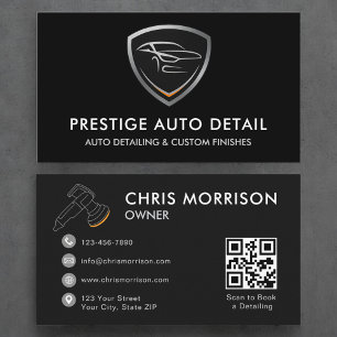 QR Code Premium Auto Spa Car Detailing Cleaning Business Card