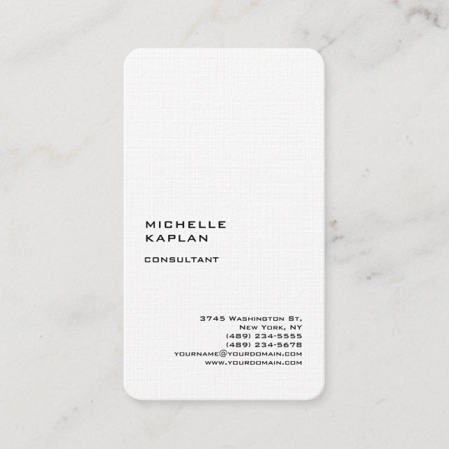 QR Code Premium Linen Modern Exclusive Business Card (Front)