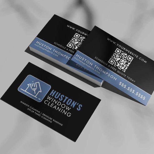 QR Code Pressure Washing Power Wash Window Cleaner Business Card (Creator Uploaded)