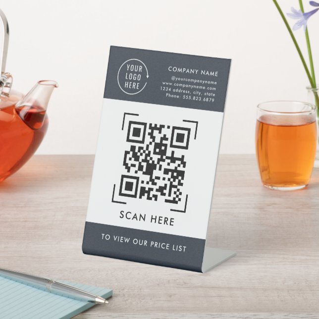 QR Code Price List | Business Logo Contactless Pedestal Sign (In SItu)