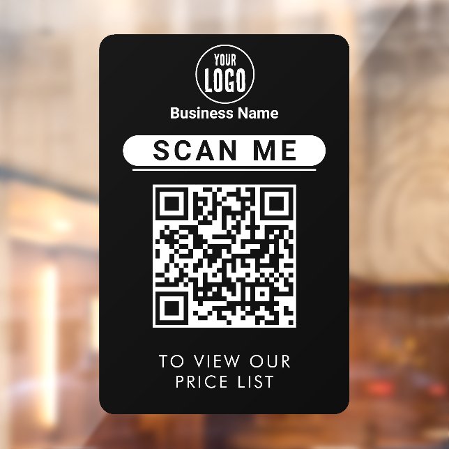 QR Code Price List | Business Logo Contactless Window Cling (Sheet 2)
