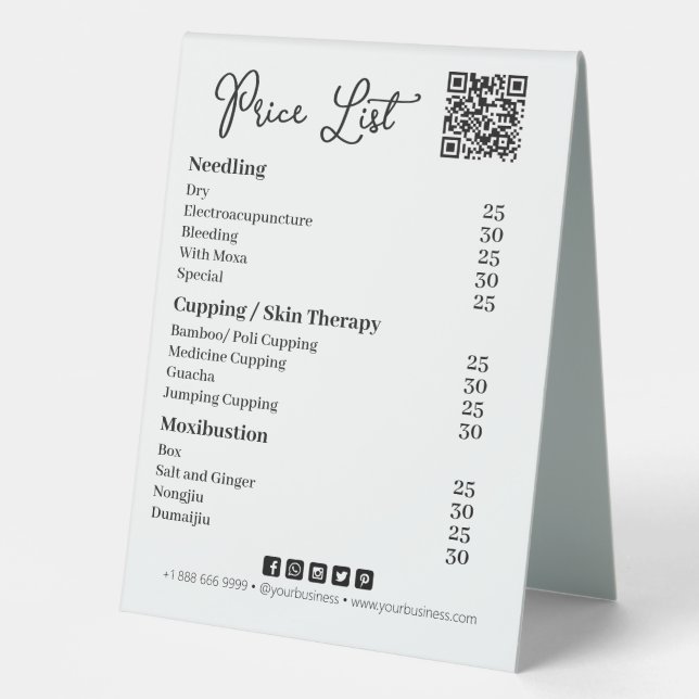QR Code Price List Modern (Front)