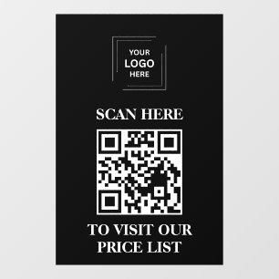 QR Code Price List Scan Me Black Business Window Cling