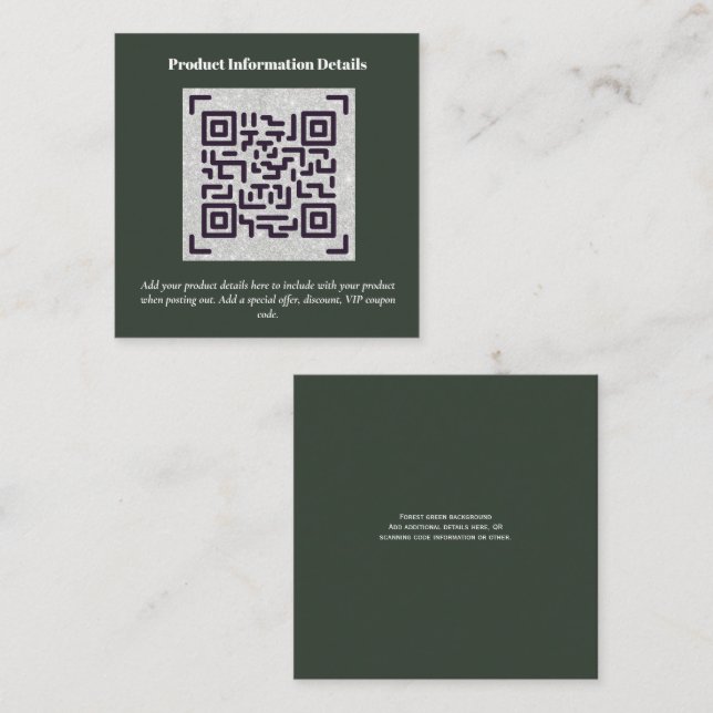 QR Code Product Packaging Warranty Details Coupon Enclosure Card (Front/Back)