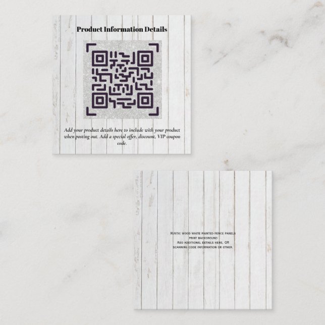 QR Code Product Packaging Warranty Details Coupon Enclosure Card (Front/Back)