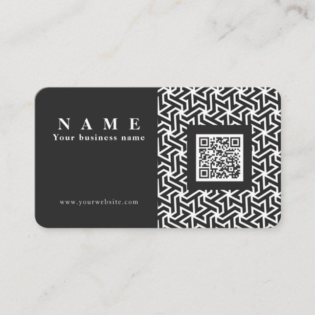 QR code professional elegant black mesh Business C Business Card (Front)