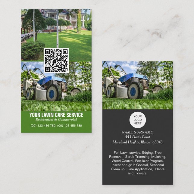 QR code professional lawncare  Business Card (Front/Back)