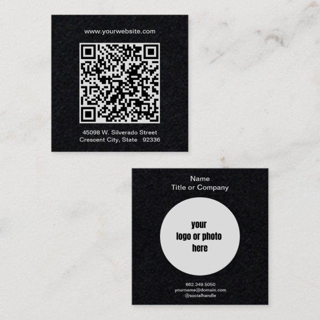 QR Code Professional Minimal  Square Business Card (Front/Back)