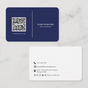 QR code professional minimalist social media navy  Business Card