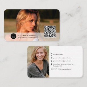 QR code professional modern photographer photo Business Card