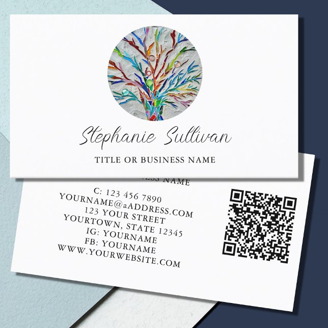 QR Code Professional Modern Tree of Life Business Card (Creator Uploaded)
