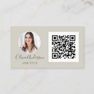 QR Code Professional Photo Terracotta Natural Bus Business Card