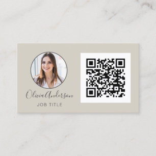 QR Code Professional Photo Terracotta Natural Business Card
