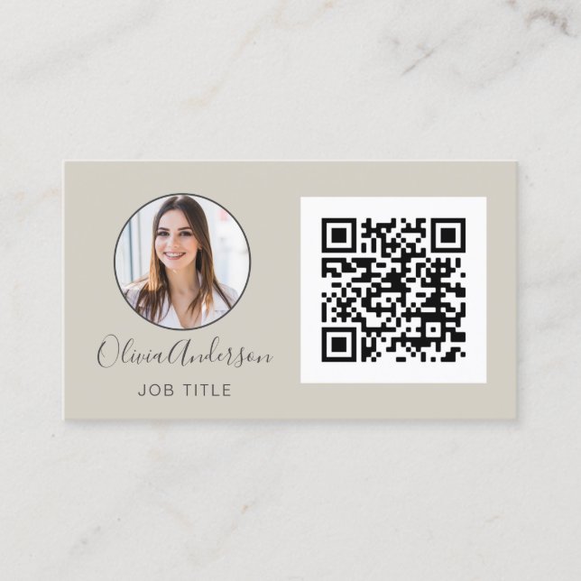 QR Code Professional Photo Terracotta Natural  Business Card (Front)