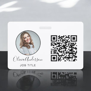 QR Code Professional Photo White Business Card Bad ID Badge