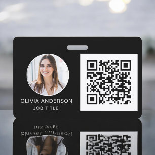 QR Code Professional Photo White Business Card Bad ID Badge