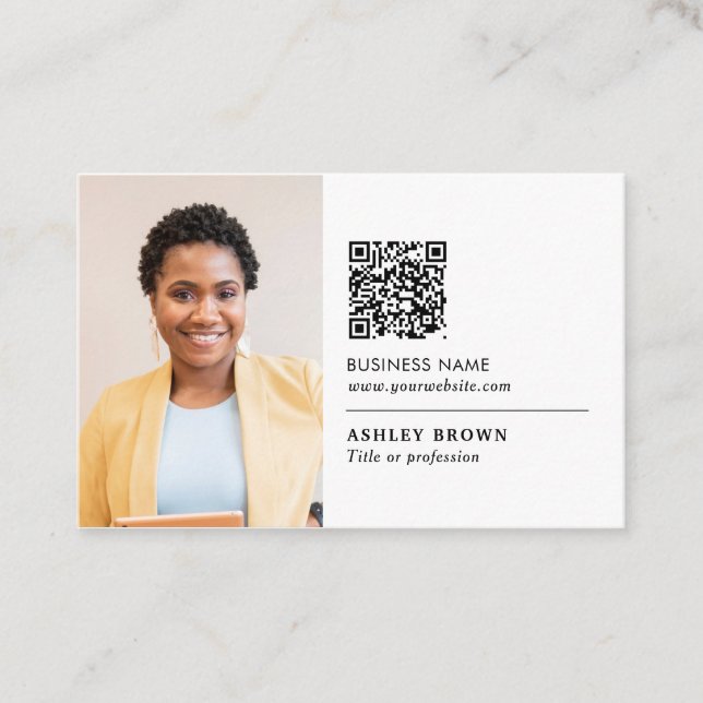 QR code professional simple logo realtor photo Bus Business Card (Front)