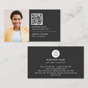QR code professional simple logo realtor photo Bus Business Card