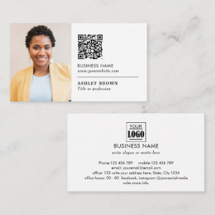 QR code professional simple logo realtor photo Business Card