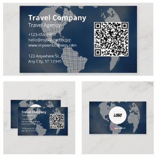 QR Code Professional Travel Agency Business Card
