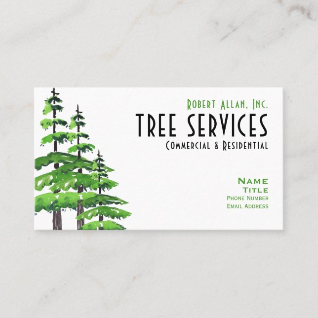 QR Code Professional Tree Services Business Card (Front)