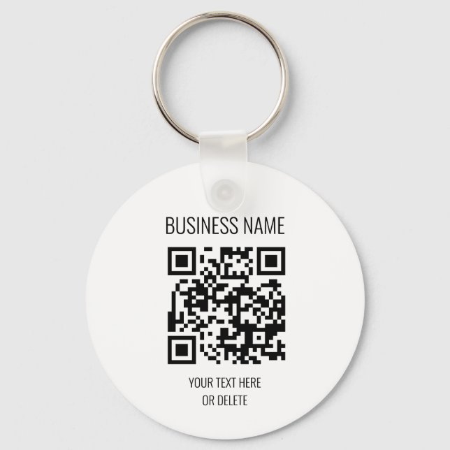 QR Code Professional White Business Name Circle Key Ring (Front)