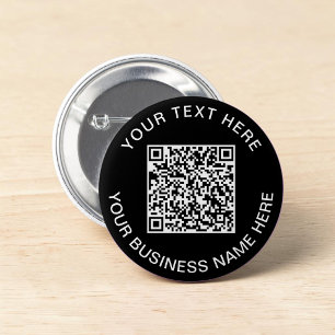 QR Code Promotional Black 6 Cm Round Badge