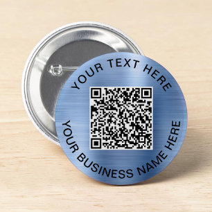 QR Code Promotional Blue 6 Cm Round Badge