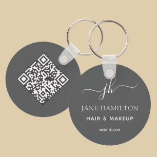 QR Code Promotional Business Gray Key Ring