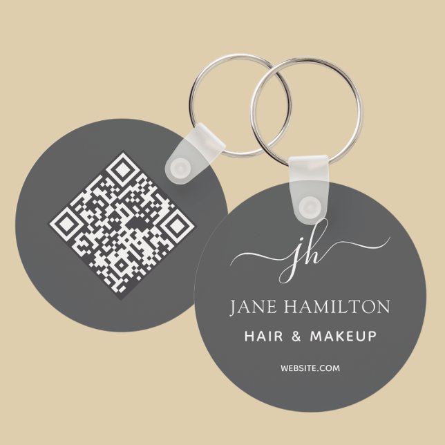 QR Code Promotional Business Gray Key Ring (Creator Uploaded)