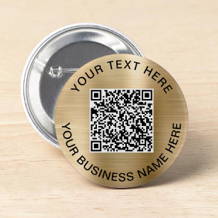 QR Code Promotional Gold 6 Cm Round Badge