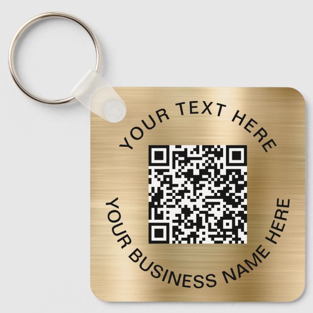 QR Code Promotional Gold Key Ring (Front)