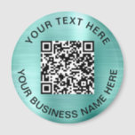 QR Code Promotional Mint Green Magnet<br><div class="desc">Simple promotional magnet for your business or organisation with a brushed mint green faux metallic background. Add your QR code or logo and two lines of customised text,  such as your company name,  slogan,  thank you,  or leave blank.</div>