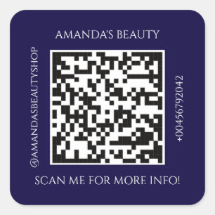 QR Code Promotional Name Contact Purple Square Sticker