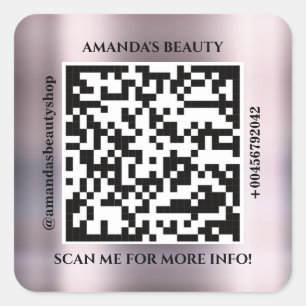 QR Code Promotional Name Contact Web Adress Rose Square Sticker