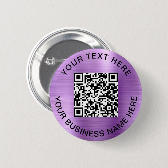 QR Code Promotional Purple 6 Cm Round Badge (Front & Back)