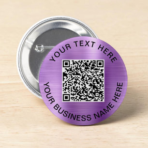 QR Code Promotional Purple 6 Cm Round Badge