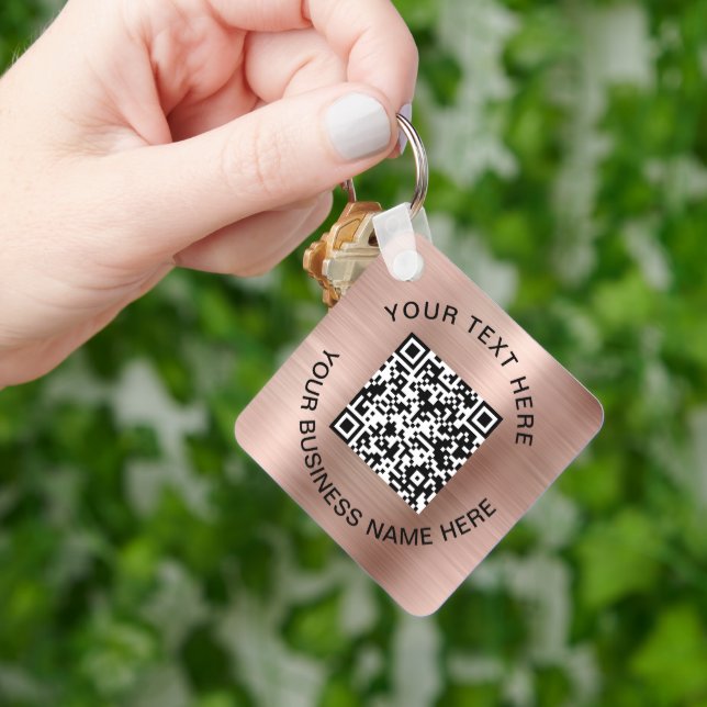 QR Code Promotional Rose Gold Key Ring (Hand)