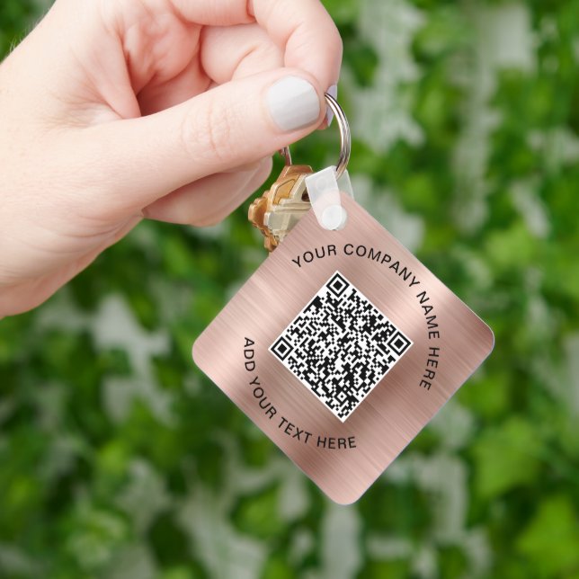 QR Code Promotional Rose Gold Key Ring (Hand)