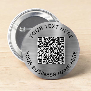 QR Code Promotional Silver 6 Cm Round Badge