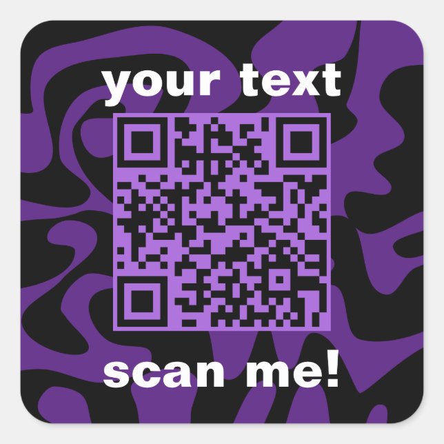 QR Code Purple And Black Modern Square Square Sticker (Front)