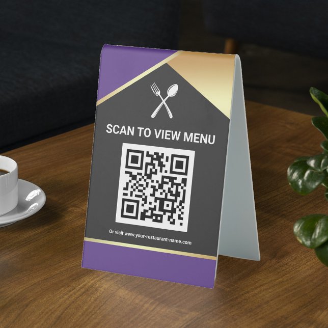QR Code Purple Gold Digital Menu for Restaurants (Creator Uploaded)