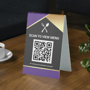QR Code Purple Gold Digital Menu for Restaurants