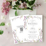 QR Code Purple Wildflower Calligraphy Wedding Invitation<br><div class="desc">Pretty and delicate, this trendy wildflower wedding invitation design would be perfect for a garden or backyard wedding celebration. Featuring delicate hand painted watercolor florals in shades of purple, lilac and lavender, with pretty hand lettered calligraphy typography. Save the cost on enclosue stationary with our QR Code included on the...</div>