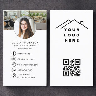 QR Code Real Estate Agent Photo Logo Business Card