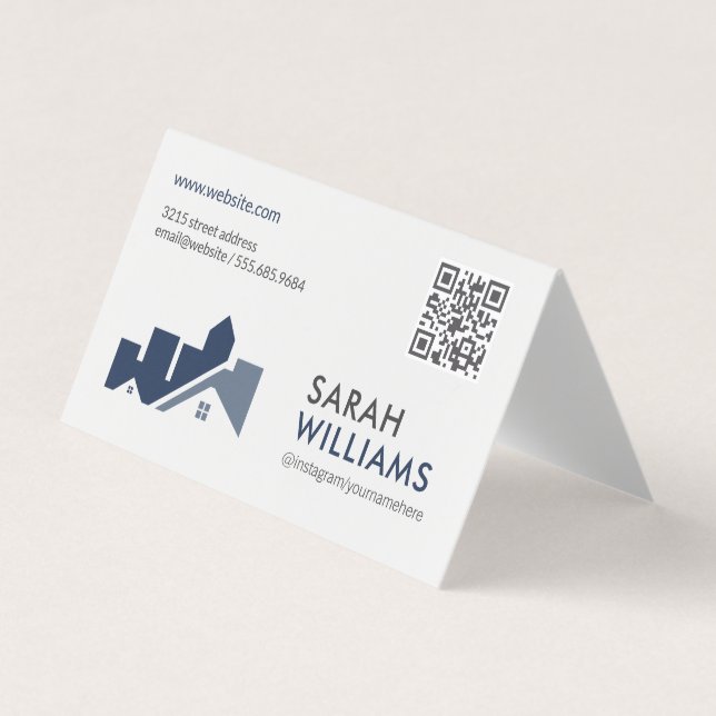 QR Code | Real Estate Home Business Card (Front)